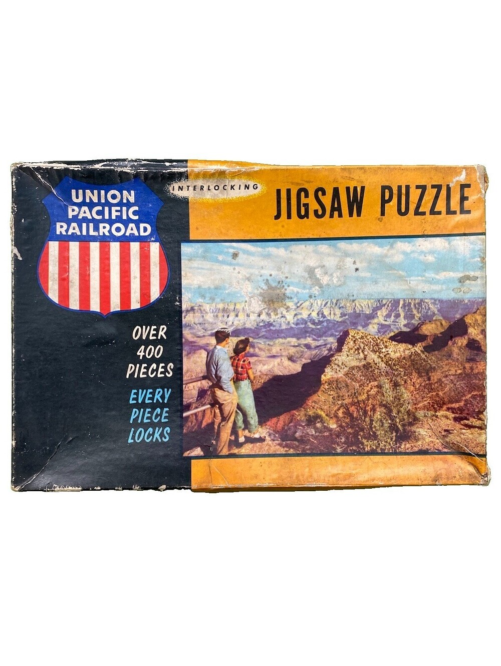 Vintage 400Pc Picture Puzzle Union Pacific  Railroad Train “The Grand Canyon”